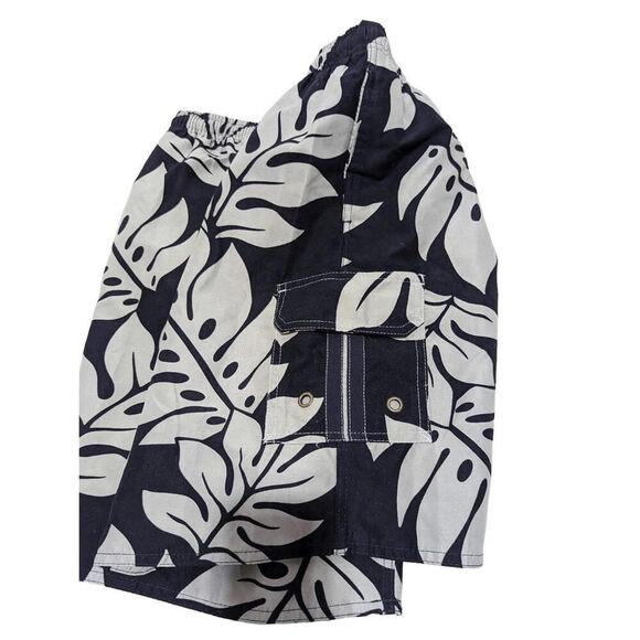 Hawaiian Performance Men's Surfwear Gray Black Hawaiian Print Swim Trunks Large - Picture 3 of 6